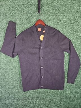 NWT Common People Clothing V-Neck Cardigan Sweater / Mens Size Large / Black